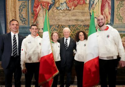 President Mattarella presents the Italian flag to the flag bearers of Milano Cortina 2026